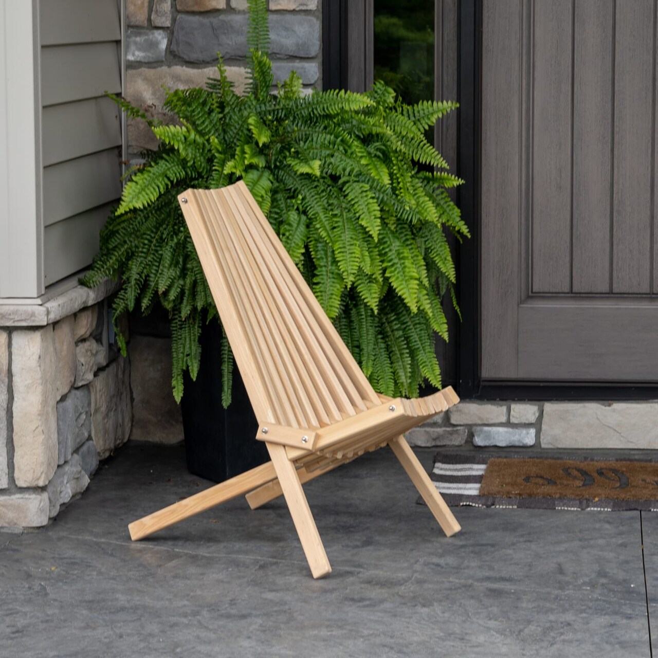 Hershy Way Cypress Folding Cricket Chair, Portable Sturdy All Weather Solid Wood Construction, Ideal for Outdoor Adventures, Picnics, & Extra Indoor Seating